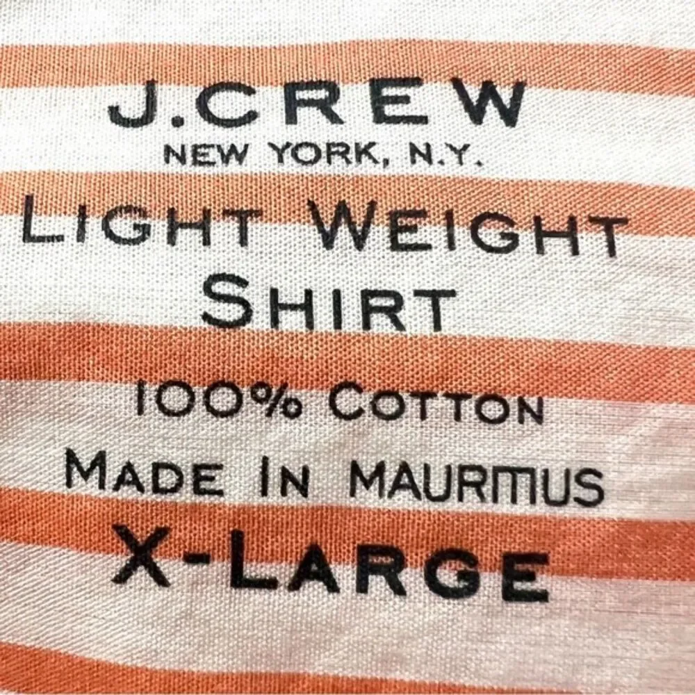 JCrew 100% Cotton Lightweight Tangerine White Striped Button Up Mens XL